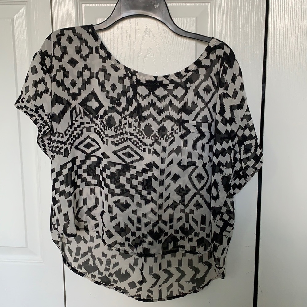 black and white sheer top